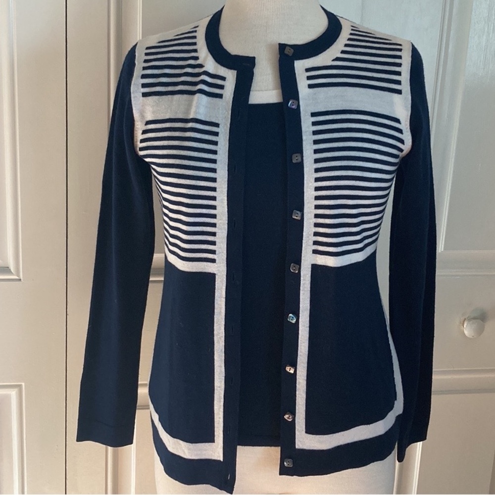 Worth New York Navy/Cream Sweater Set